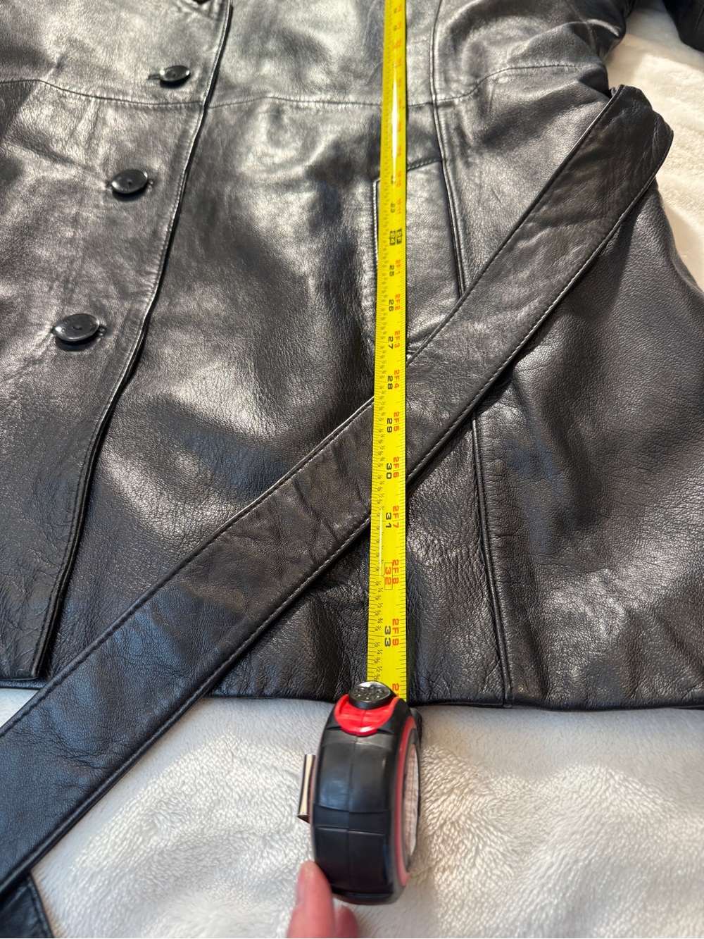 Vintage Wilsons Leather Pelle Studio Black Leather Belted Trench Coat Jacket 2X - Picture 13 of 14